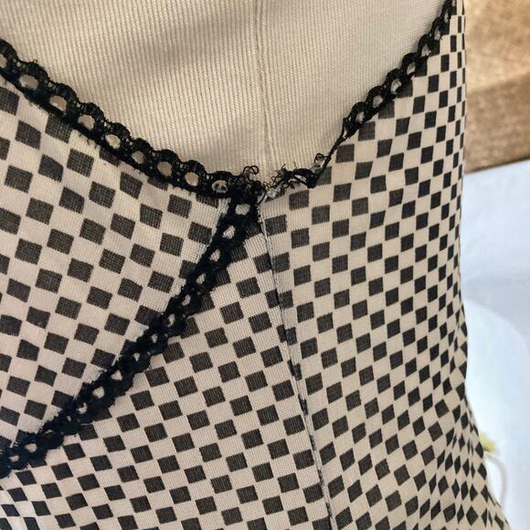Black /White Check, Red Ribbon 60s/70s Slip Top ADORABLE! - Picture 8 of 8